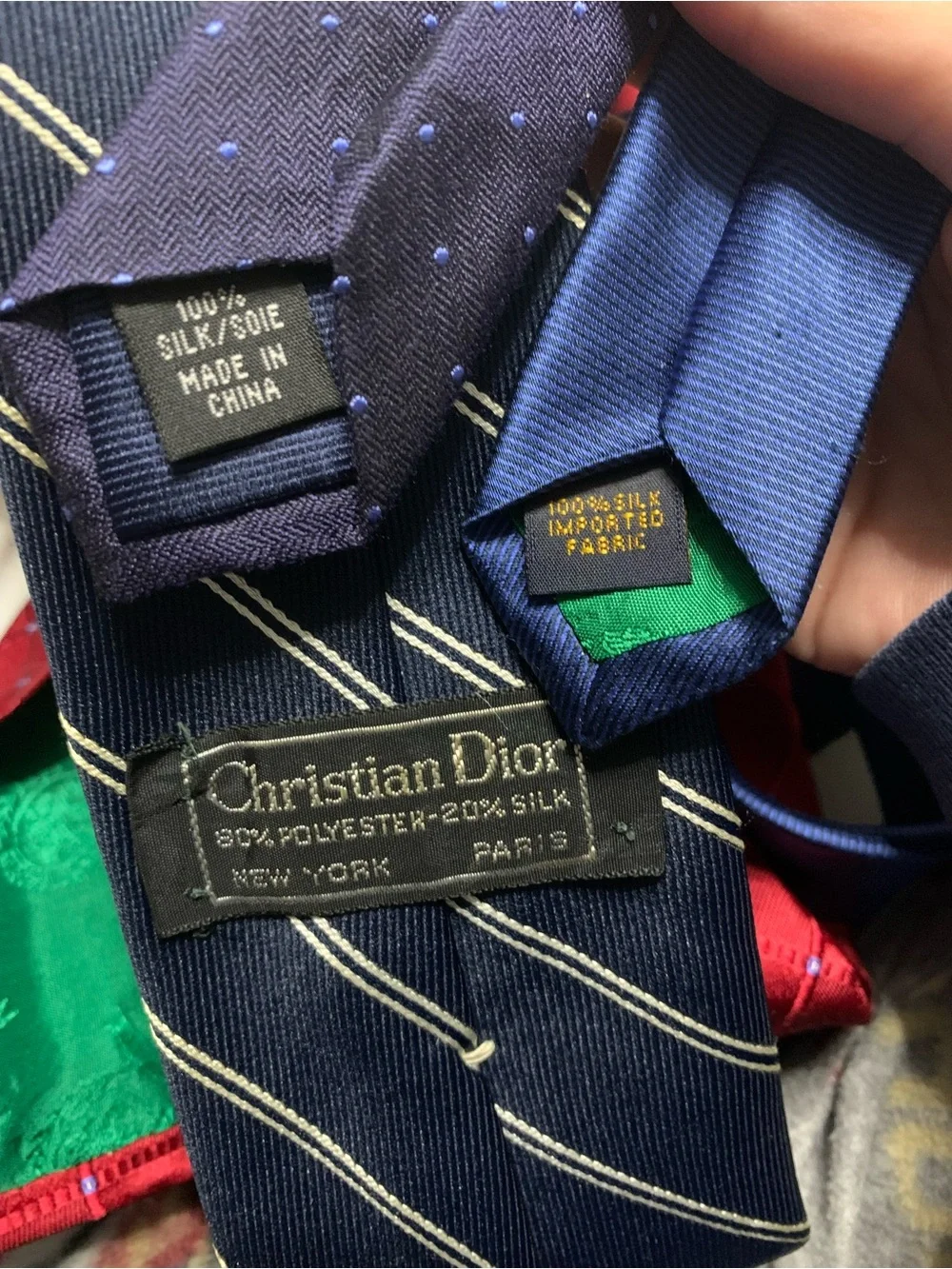 Designer Men's Tie Set - Navy, Dark Blue, Red
